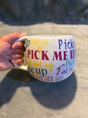 Pick Me Up Multi-Color Ceramic Mug - White